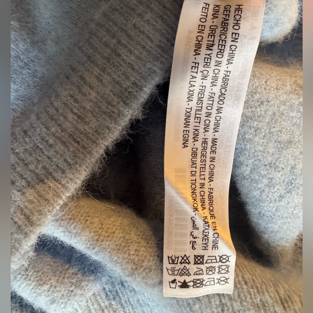 ZARA Peter Pan Beaded Collar Blue Cropped Knit Sweater Ruffle Trim Women’s Large - Picture 13 of 13